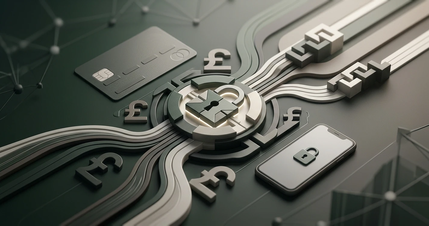 Conceptual illustration of secure GBP casino payments without payment brand logos